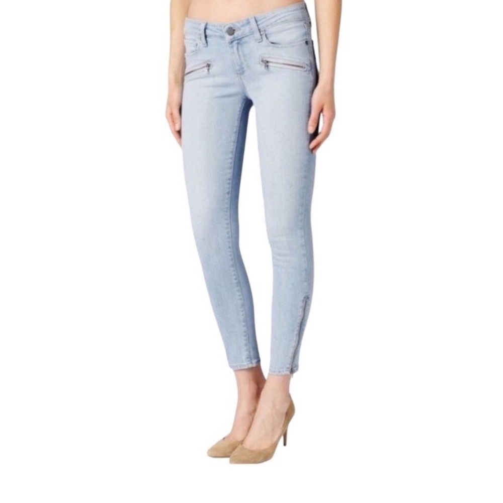 Paige Jane Zip Light Wash Denim Ankle Zipper Jeans